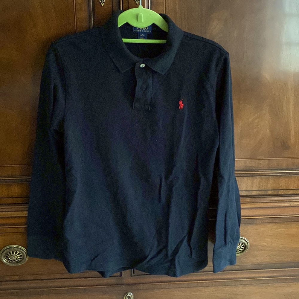 Boy’s Polo Ralph Lauren black, long sleeve polo, size large